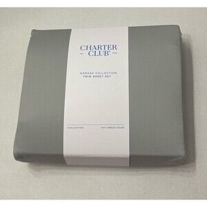Charter Club  3-Pc. Twin Sheet Set New In Package Color-Smoke